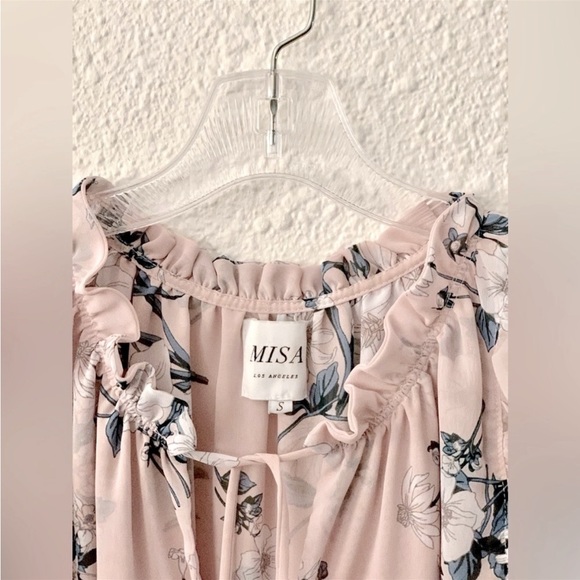 MISA Los Angeles Veneda Pink Floral Sleeveless Ruffle Top - Picture 5 of 9